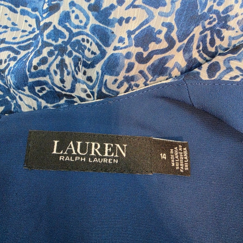 Ralph Lauren Black Label Blue Georgette Floral Tiered Midi Dress Size 14 - Picture 6 of 8